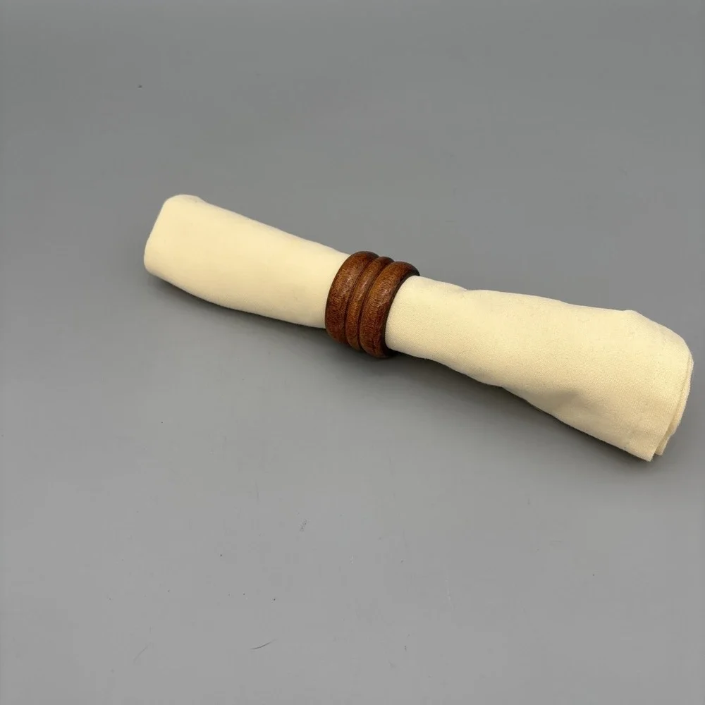 MCM Knobler Wooden Napkin Rings - Set of 8 - Wood Napkin Holders Vintage 1.25